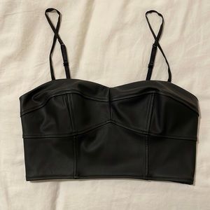 Express Faux Leather Bralette Crop Top with Zipper Back Detail Size XS